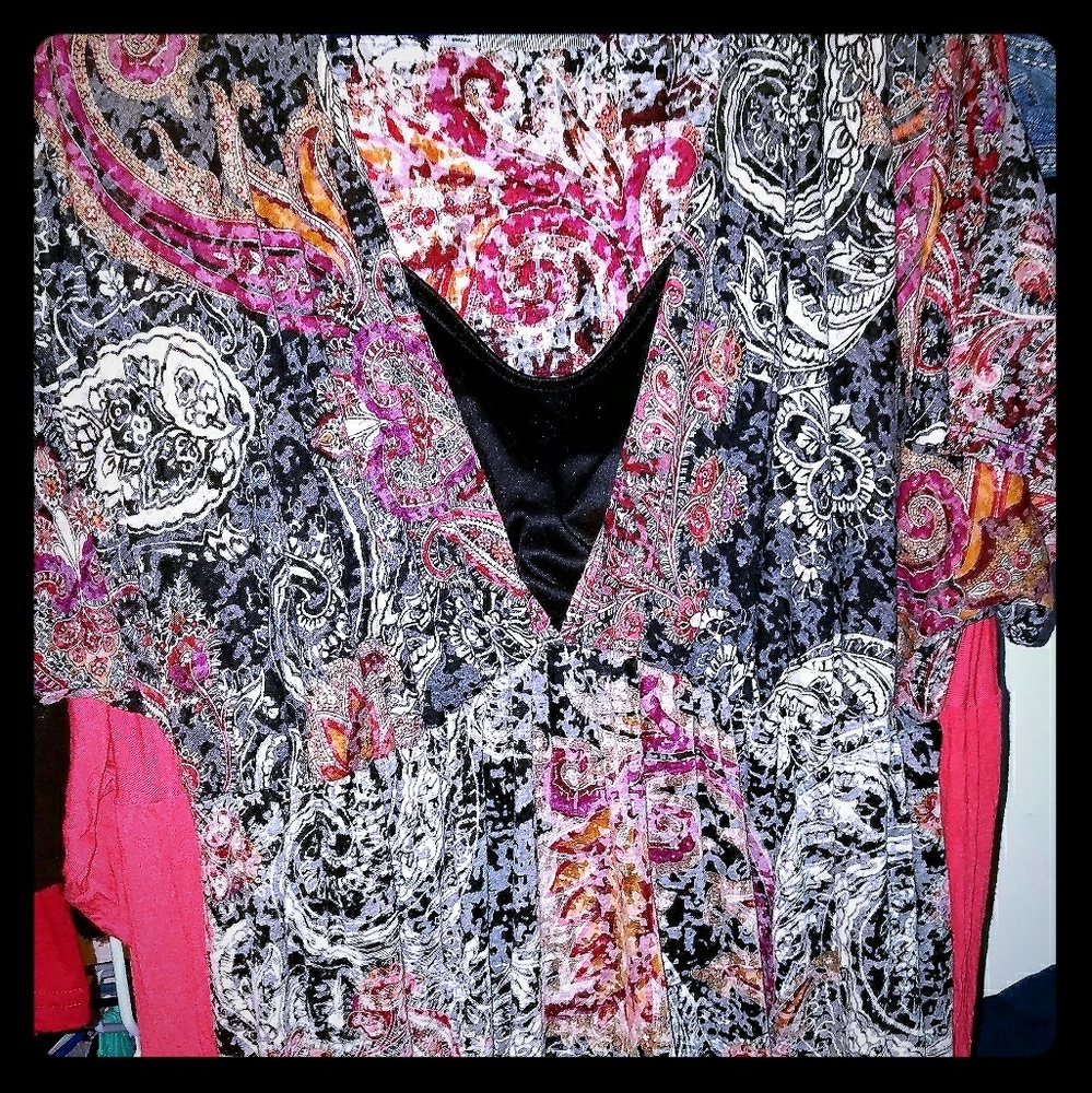 Short sleeve top with built in tank top.
